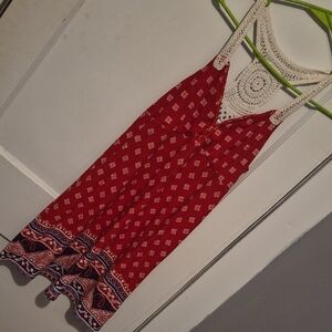No Boundaries Red Dress with Crochet Detail